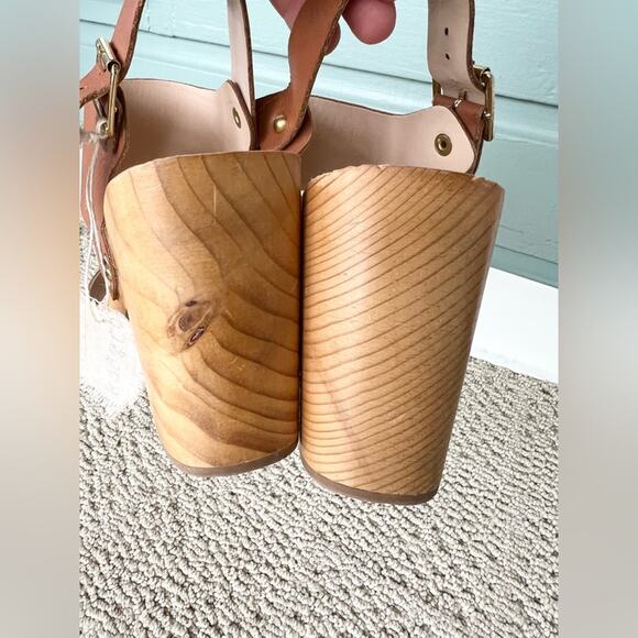 Rag & Co NWT Samara wooden clogs heel leather strap snake print boho summer 9 - Picture 6 of 11